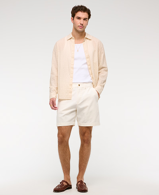 Linen-Blend Plainfront Short